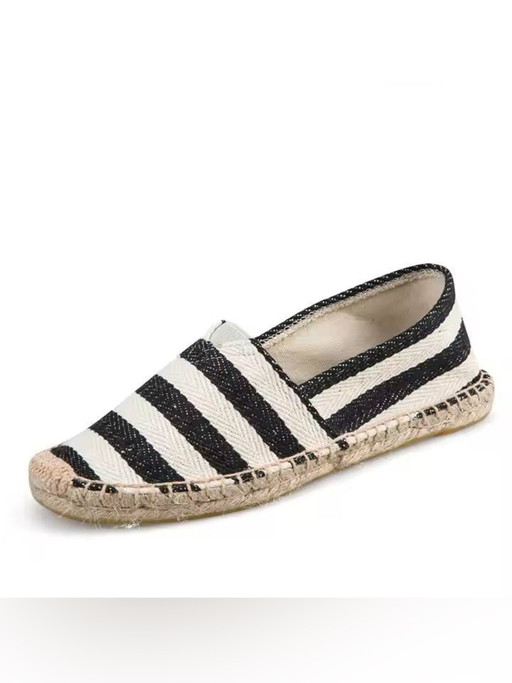 Classic Black & White Striped Espadrille